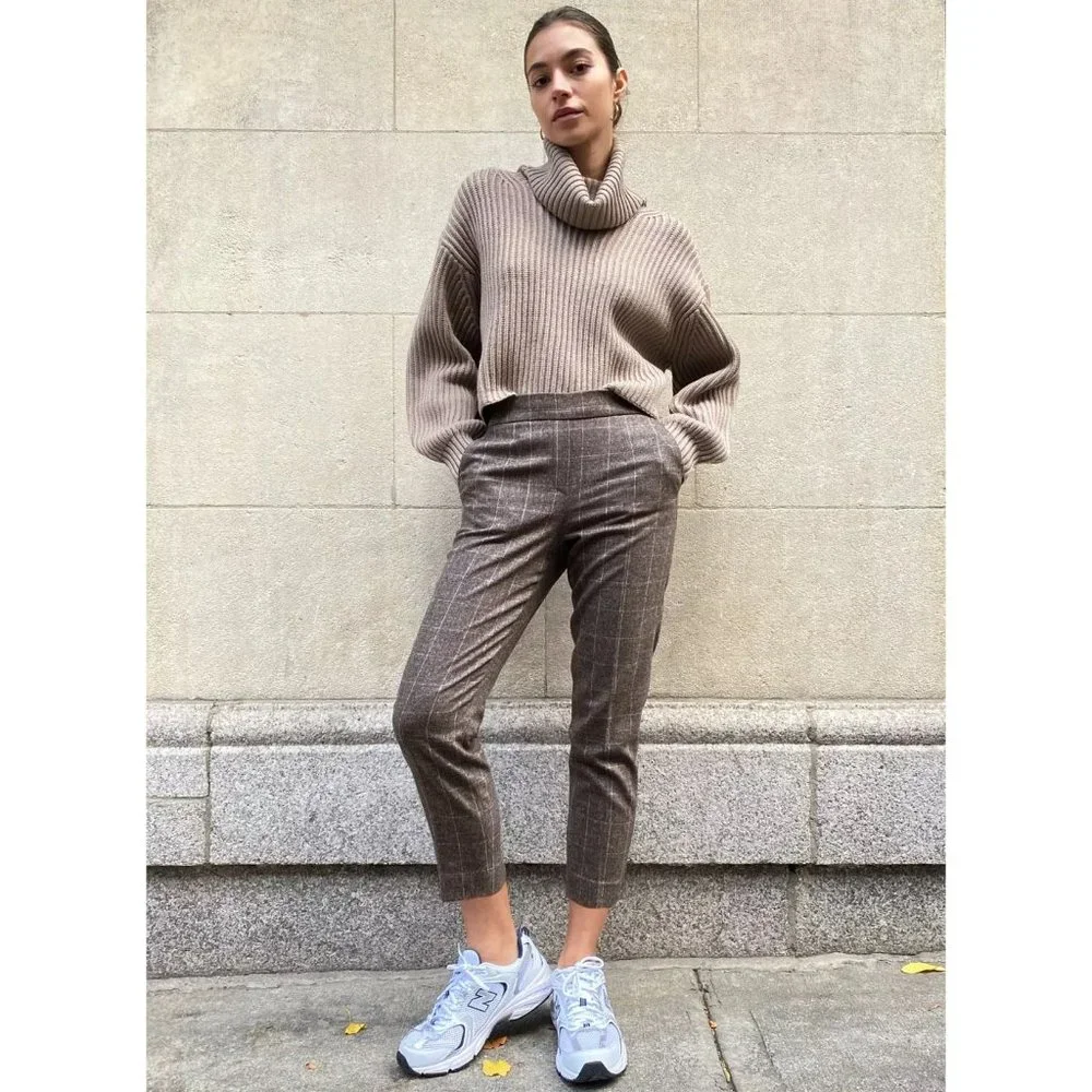 Aritzia Babaton Conan Cashmere Wool Stretch Dress Pant Crop Trousers Plaid Check - Picture 14 of 16